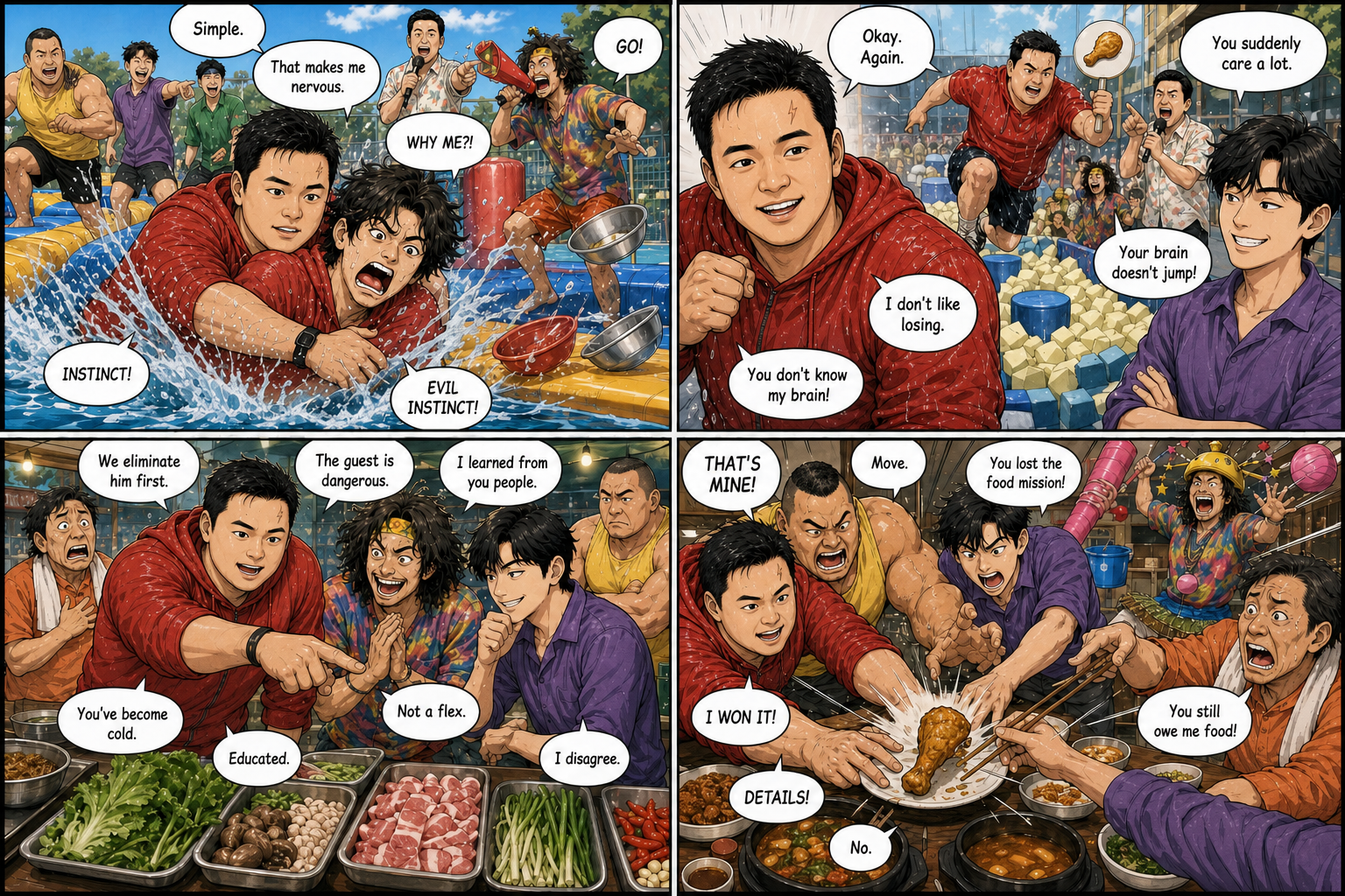 Absolutely No Lesson: A layered version of Tony being absorbed into petty games, food fights, and absolutely no emotional lesson.