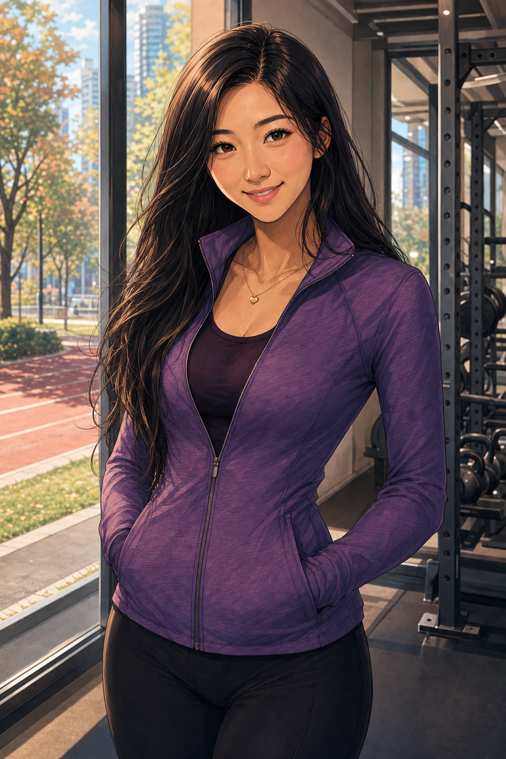 Shemay Lee, also known as Claudia Lee, in purple athletic training gear