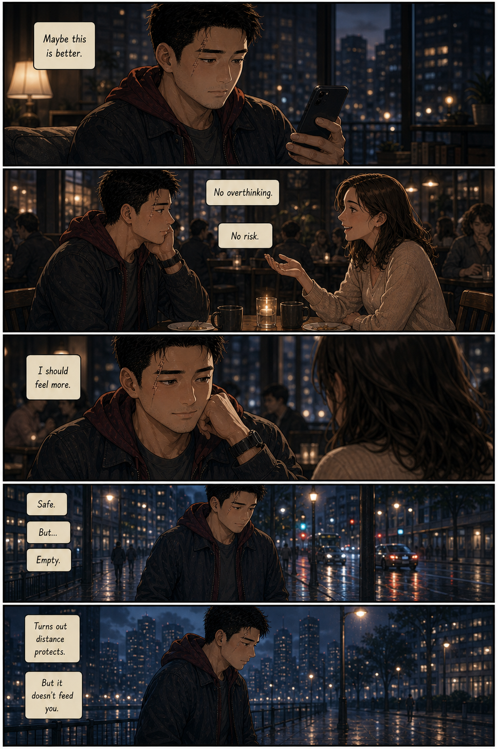 Closed Fist: A cooler, layered version of Tony mistaking emotional distance for control.
