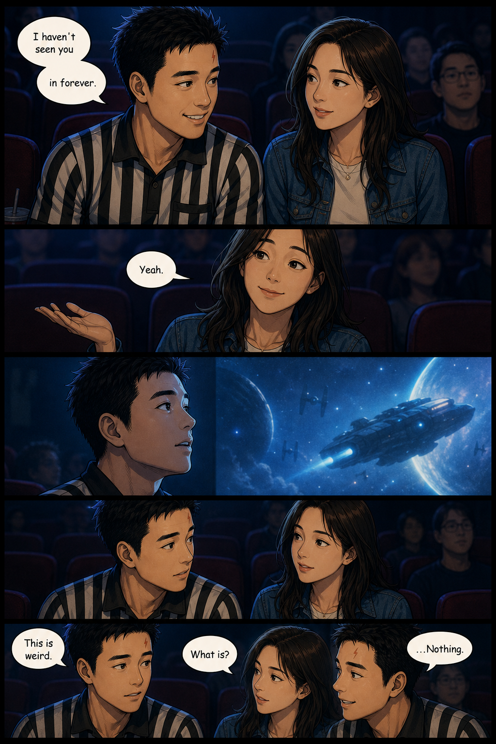 Tony sits beside his former high-school crush and admits that the situation feels weird.