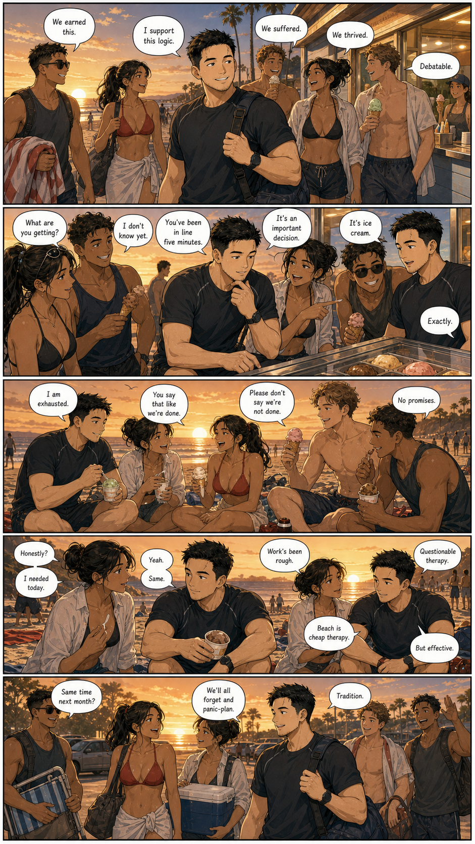 Melted: After enough sun and sand, everyone becomes softer.