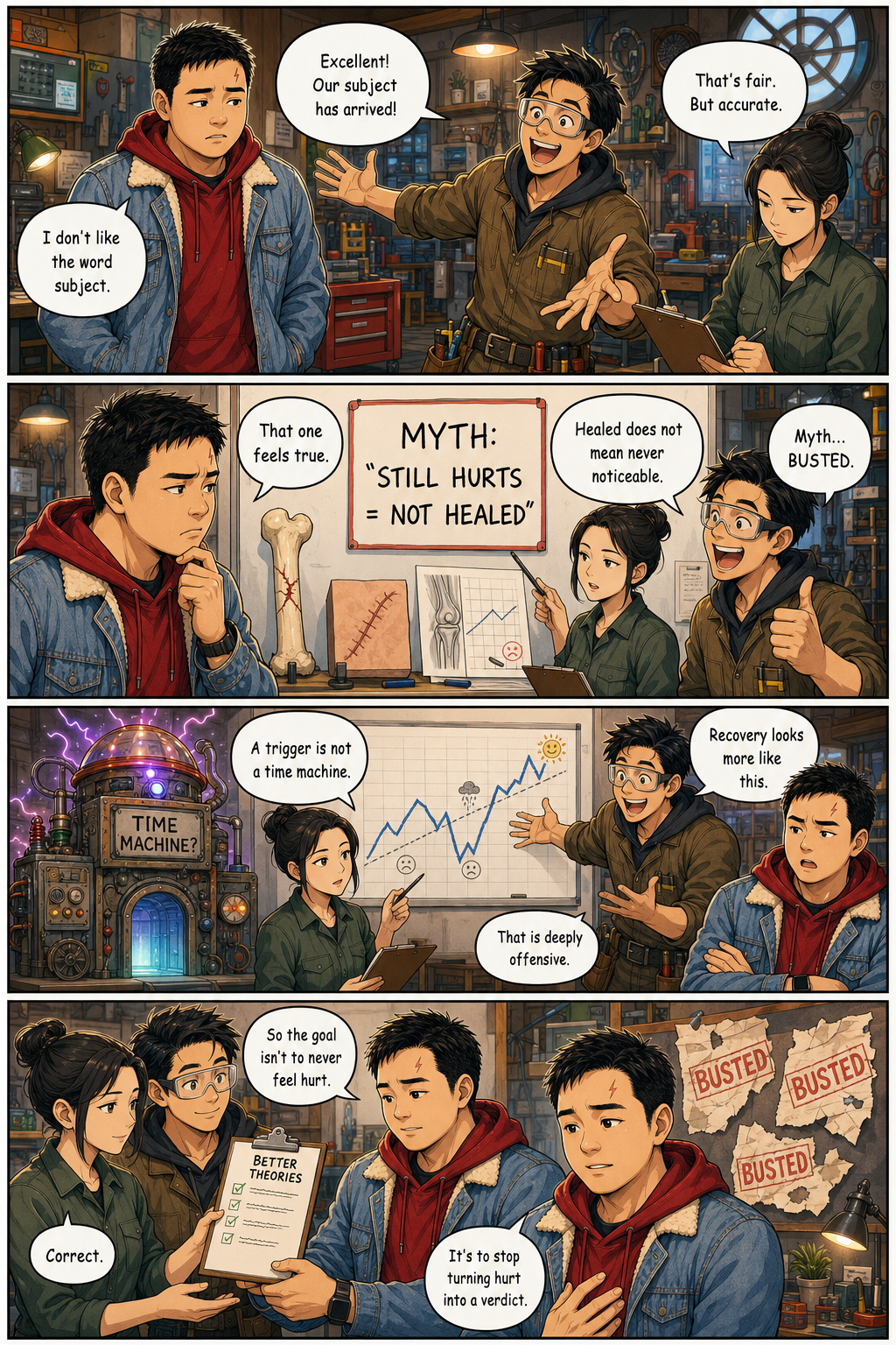 Myth Busted: Tony tests the harsh theories his pain keeps handing him and learns that feelings are not always evidence.