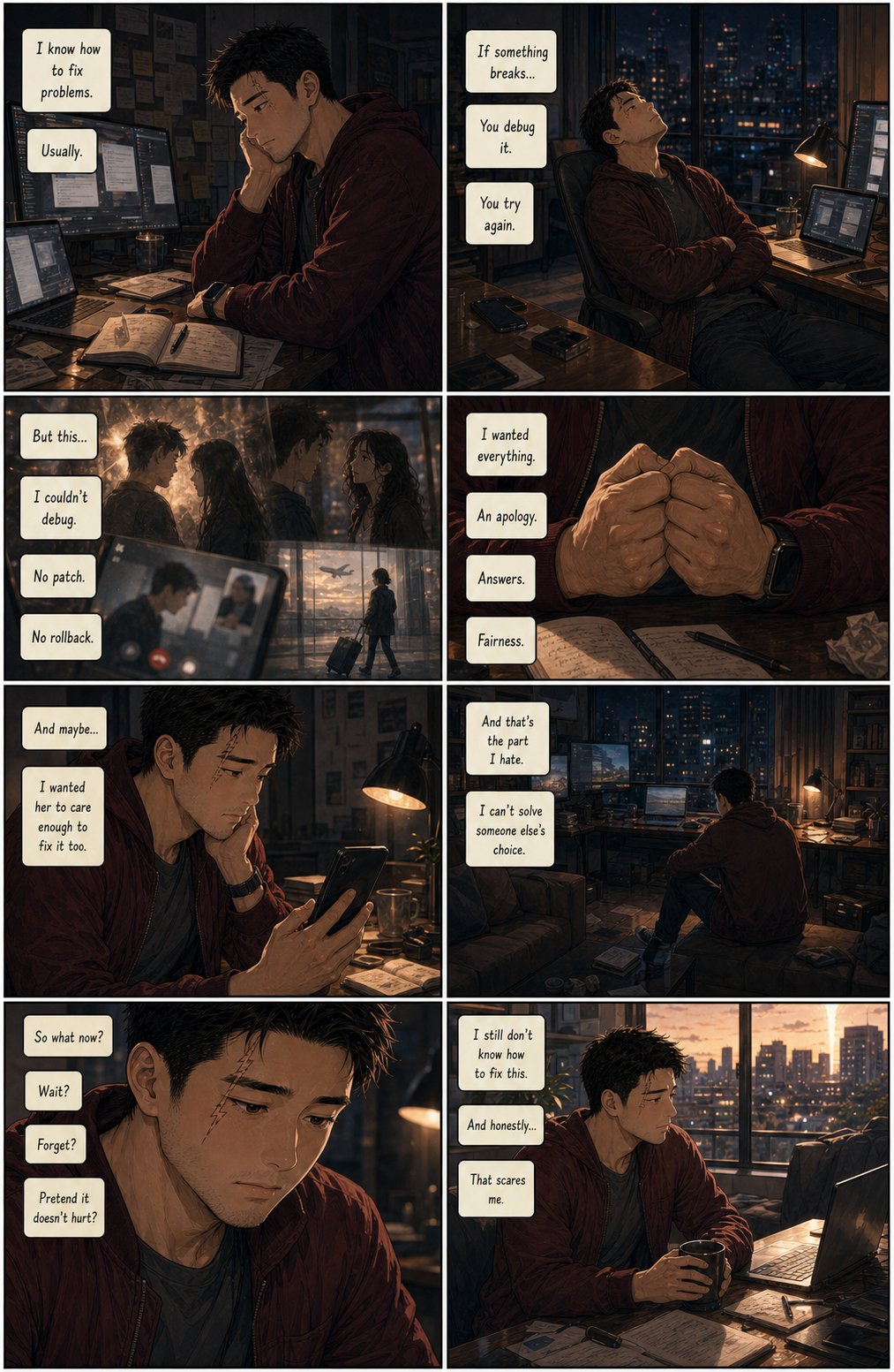 No Solution Found: A heavier, layered version of Tony facing the limits of debugging grief.