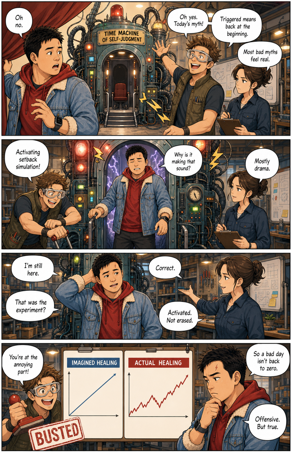 Not A Time Machine: Tony tests the myth that a trigger sends him back to the beginning.