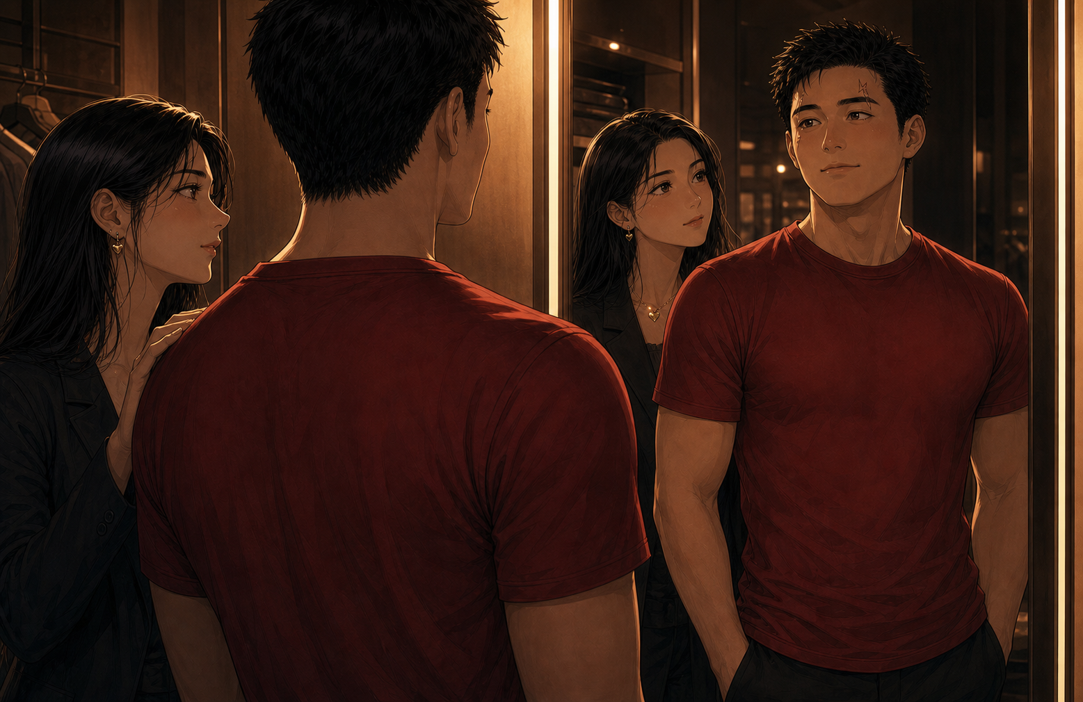 The Physical Affirmation Generated Manga Image: Shemay Lee / Claudia Lee's direct compliment gives Tony a rare moment of physical confidence.