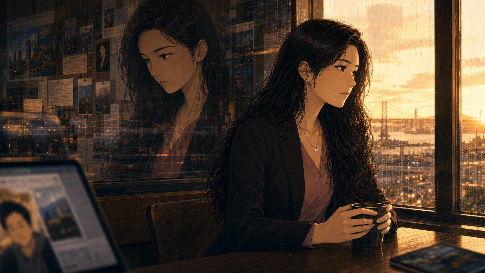 What is Real? Generated Manga Image: The lines between Shemay Lee / Claudia Lee's carefully crafted lies and her true identity begin to blur.