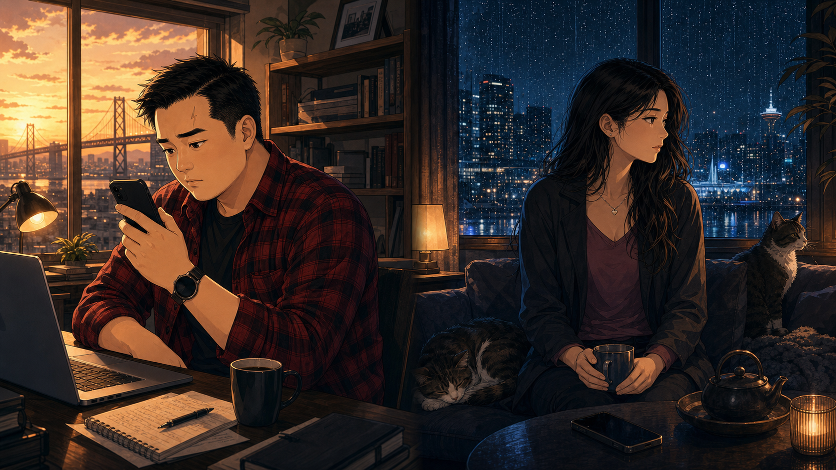 After Conflict Generated Manga Image: After difficult conversations, Tony and Shemay Lee / Claudia Lee recover in opposite directions.