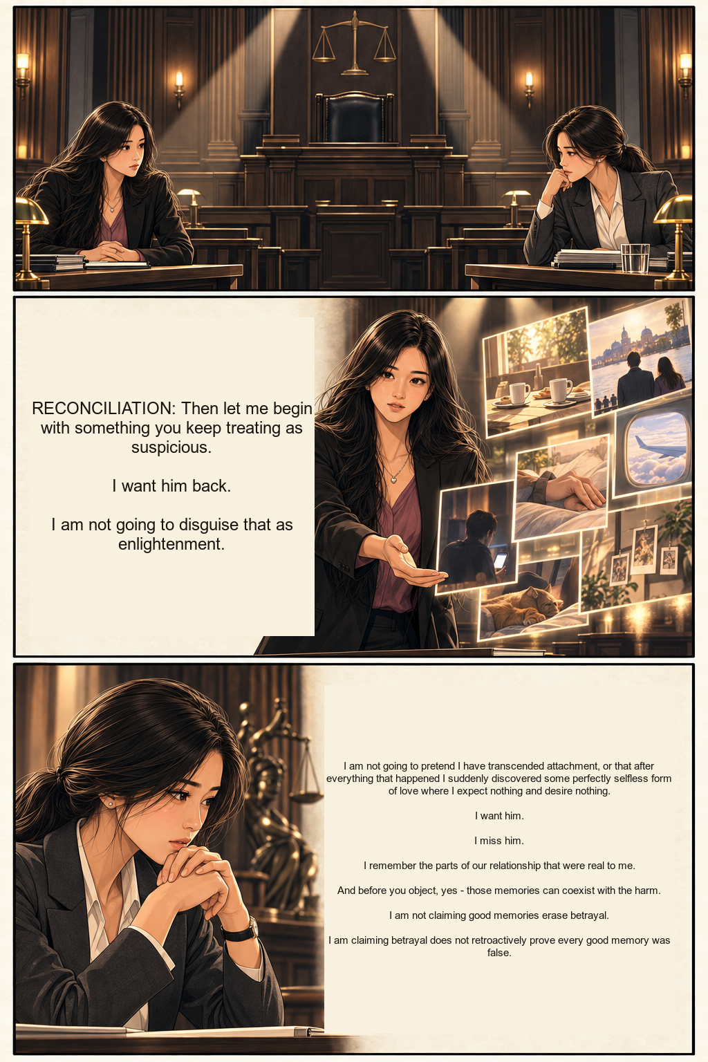 Reconciliation admits that she wants Tony back and remembers what felt real.